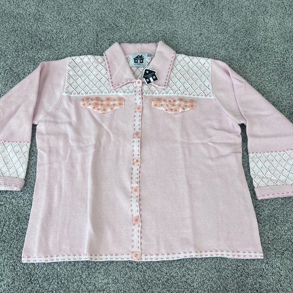 NWT! Storybook Knits Button Trends Women’s Size 3X Sweater Pink Ramie Cotton